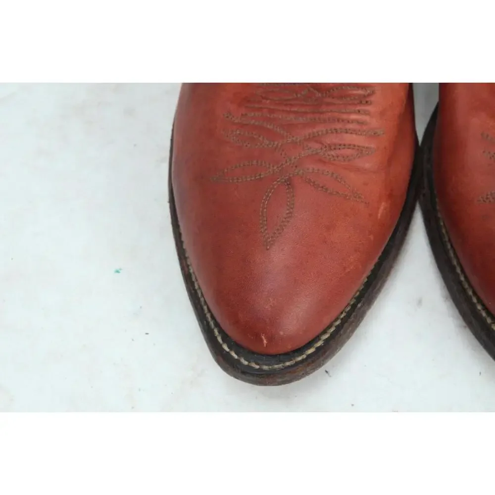 Justin western boots mens shoes orange/brown shoes pull on cowboy boots 9.5 EE